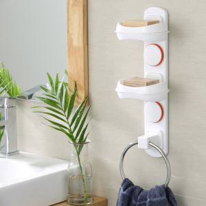 Double layers Suction cup soap dish holder with towel ring MJY035